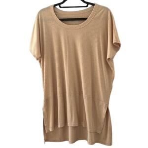 American Eagle Oversized Short Sleeve Rib Knit Golden Orange Tunic Top Women S